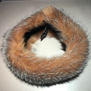SURELL GENUINE CRYSTAL FOX FUR HEADBAND/COLLAR